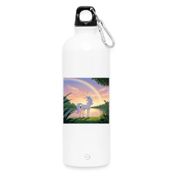 Licorne sous l’arc-en-ciel - Gourde en inox avec mousqueton 750 ml - blanc - Devant