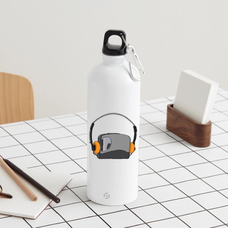 Cool Portable Cassette Audio Player Water Bottle with carabiner 750 ml