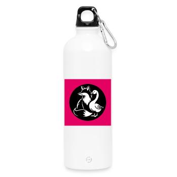 Fuchs und Gans in Freundschaft - Trinkflasche mit Karabiner 750 ml - Weiß - Vorne
