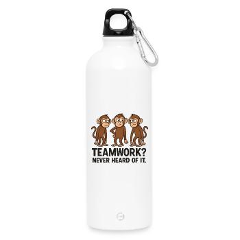 Erschlossene Affenfreundschaft mit Humor - Trinkflasche mit Karabiner 750 ml - Weiß - Vorne