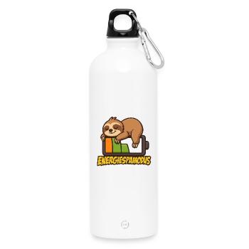 Cute Sloth Energy Saving Logo - Water Bottle with carabiner 750 ml - white - Front