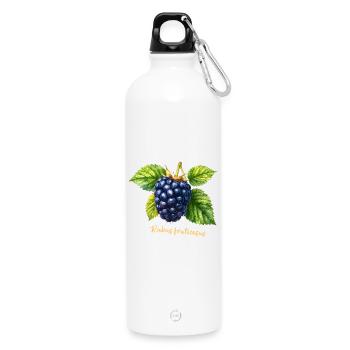 Brombeere – Botanisches Aquarell im Vintage-Stil - Trinkflasche mit Karabiner 750 ml - Weiß - Vorne