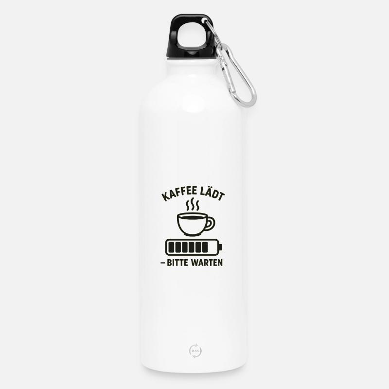 Kaffee lädt – bitte warten - Trinkflasche mit Karabiner 750 ml - Weiß