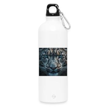 Portrait de léopard givré - Gourde en inox avec mousqueton 750 ml - blanc - Devant