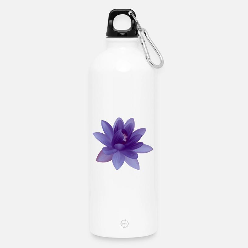 Blumen-Illustration - Trinkflasche mit Karabiner 750 ml - Weiß