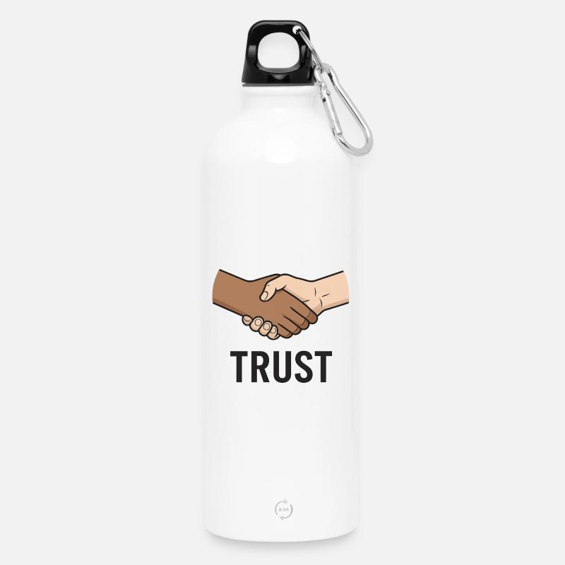 Conception du symbole de poignée de main équitable - Gourde en inox avec mousqueton 750 ml - blanc