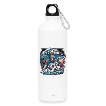 Mystic Night Guitarist Illustration - Water Bottle with carabiner 750 ml - white - Front