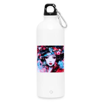 Urban portraits inspired by digital art - Water Bottle with carabiner 750 ml - white - Front