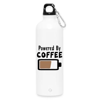 Powered By Coffee - Coffee Statement Saying - Water Bottle with carabiner 750 ml - white - Front
