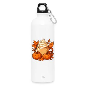Herbst Kürbis Gewürz Becher Design - Trinkflasche mit Karabiner 750 ml - Weiß - Vorne