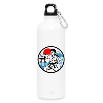 Karate and Nature - Water Bottle with carabiner 750 ml - white - Front