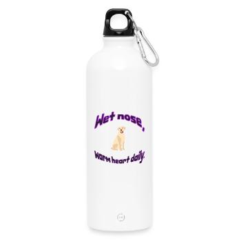 Nasse Nase, Warmes Herz, Tägliche Illustration - Trinkflasche mit Karabiner 750 ml - Weiß - Vorne