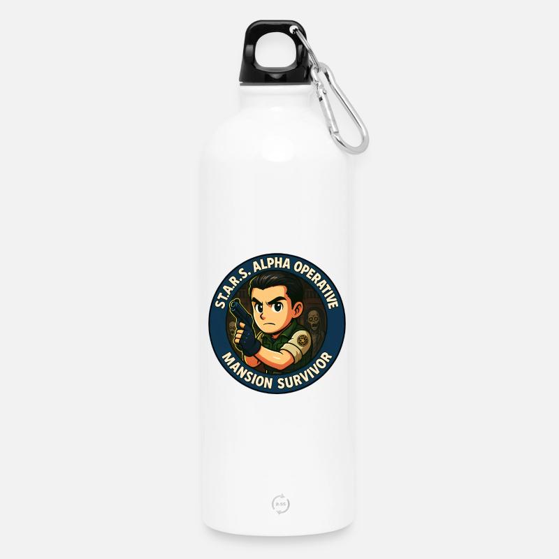 S.T.A.R.S. Alpha Operativ - Trinkflasche mit Karabiner 750 ml - Weiß