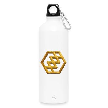 Golden Geometric Pattern - Water Bottle with carabiner 750 ml - white - Front
