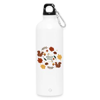 Herbstliches Naturmotiv mit Eichhörnchen - Trinkflasche mit Karabiner 750 ml - Weiß - Vorne