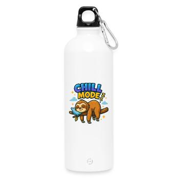 Mode Chill - Dessin animé amusant de paresseux - Gourde en inox avec mousqueton 750 ml - blanc - Devant
