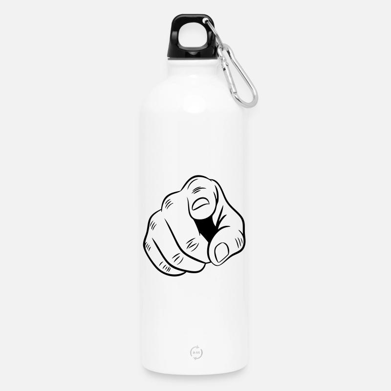 Pointing Hand Illustration - Water Bottle with carabiner 750 ml - white