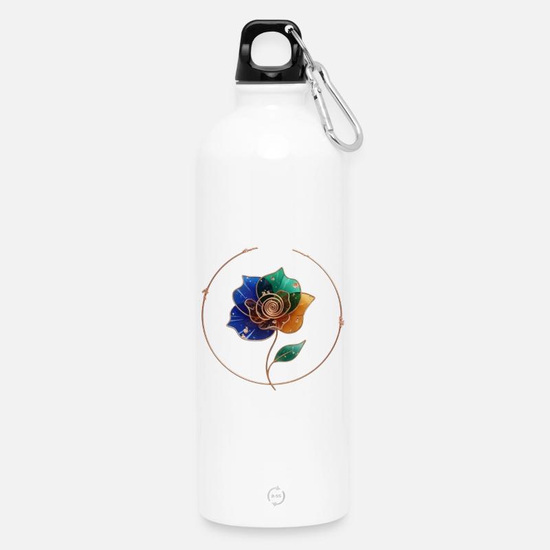 Bague Fleur Jeu de Couleur - Gourde en inox avec mousqueton 750 ml - blanc