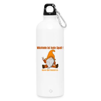 Secret Santa is no fun – Gnome Edition - Water Bottle with carabiner 750 ml - white - Front