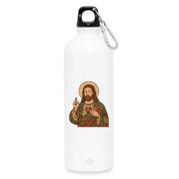 Christmas Patchwork Jesus - Water Bottle with carabiner 750 ml - white - Front