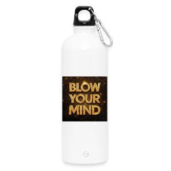 Blow Your Mind Gold Diamant Buchstaben - Trinkflasche mit Karabiner 750 ml - Weiß - Vorne