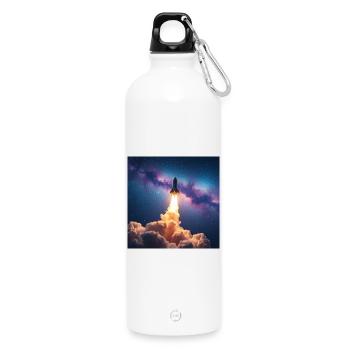 Raketensprung durch Nebelgalaxie - Trinkflasche mit Karabiner 750 ml - Weiß - Vorne