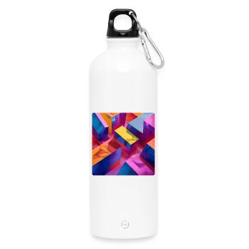 Neon 3D Blöcke bunt mit glänzendem Effekt - Trinkflasche mit Karabiner 750 ml - Weiß - Vorne