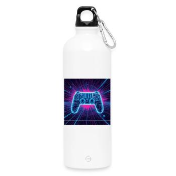 Neon Gaming Universe - Water Bottle with carabiner 750 ml - white - Front