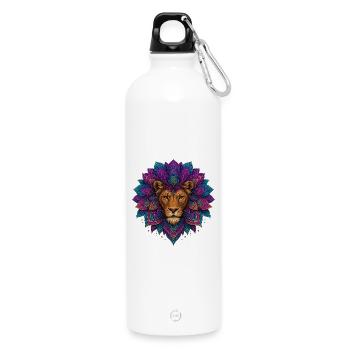 Lion's Mandala Flower - Water Bottle with carabiner 750 ml - white - Front