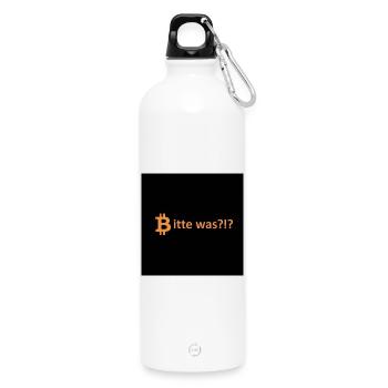 Bitcoin please what saying - Water Bottle with carabiner 750 ml - white - Front
