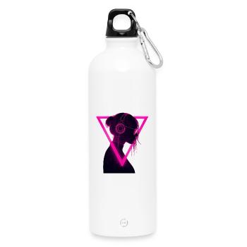 Neonmädchen mit Kopfhörern - Rave Music Vibes - Trinkflasche mit Karabiner 750 ml - Weiß - Vorne