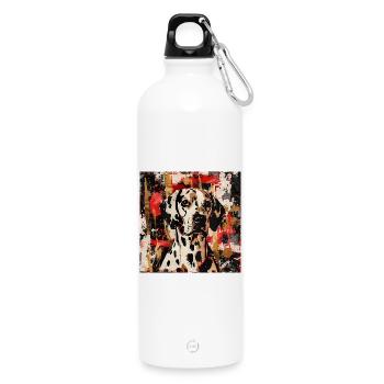 Dalmatians in an abstract play of colors - Water Bottle with carabiner 750 ml - white - Front
