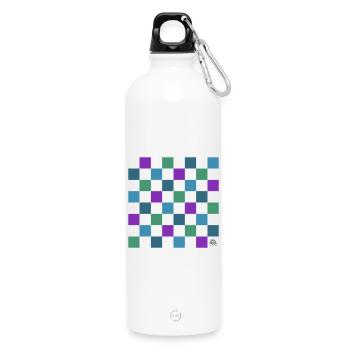 Échiquier - Design réalisé par Belly Buitton - Gourde en inox avec mousqueton 750 ml - blanc - Devant