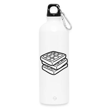 Waffle Sketch – Cute Minimalist Food Motif - Water Bottle with carabiner 750 ml - white - Front