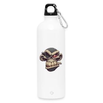 Monkey Skull Grin - Water Bottle with carabiner 750 ml - white - Front