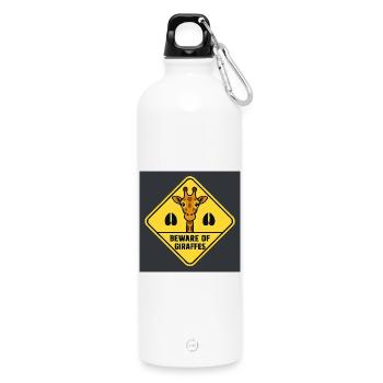 Giraffe Warning Sign - Water Bottle with carabiner 750 ml - white - Front