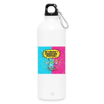 Digitale Therapie: Mein Handy laden - Trinkflasche mit Karabiner 750 ml - Weiß - Vorne