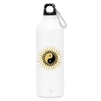Goldene Yin Yang Sohle - Trinkflasche mit Karabiner 750 ml - Weiß - Vorne