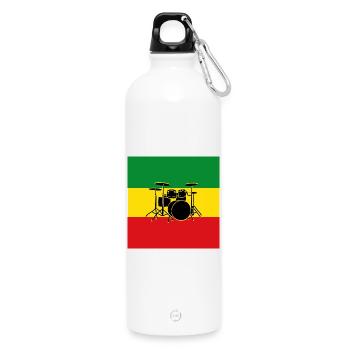 Reggae Drums - Water Bottle with carabiner 750 ml - white - Front