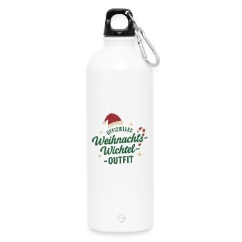 Offizielles Weihnachtswichtel-Outfit - Trinkflasche mit Karabiner 750 ml - Weiß - Vorne