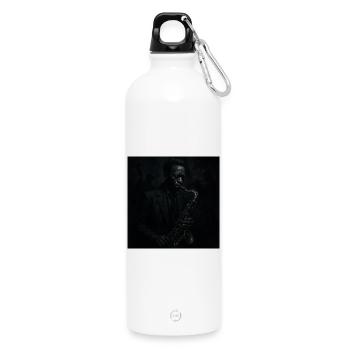 Deep Black Night Saxophon - Trinkflasche mit Karabiner 750 ml - Weiß - Vorne