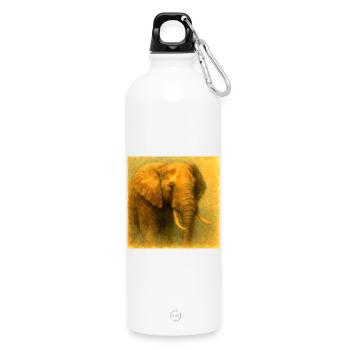 Golden Elephant in Painted Style - Water Bottle with carabiner 750 ml - white - Front
