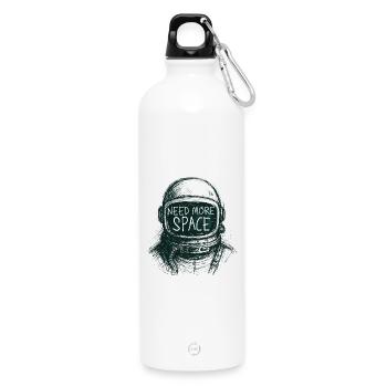 Need More Space Astronaut Saying Drawing - Water Bottle with carabiner 750 ml - white - Front