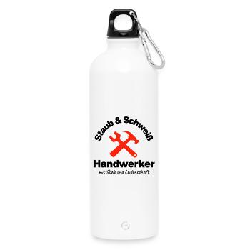 Poussière et sueur, véritable artisan, passion - Gourde en inox avec mousqueton 750 ml - blanc - Devant