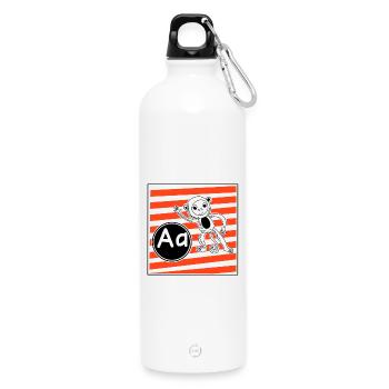 A wie Affe Buchstaben lernen in der Grundschule - Trinkflasche mit Karabiner 750 ml - Weiß - Vorne