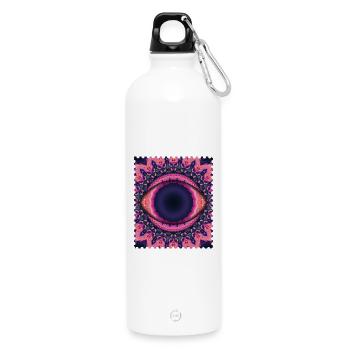 Psychedelisches Augenmandala - Trinkflasche mit Karabiner 750 ml - Weiß - Vorne