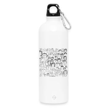 1 Minute neutrale Gesichter (1) - Trinkflasche mit Karabiner 750 ml - Weiß - Vorne