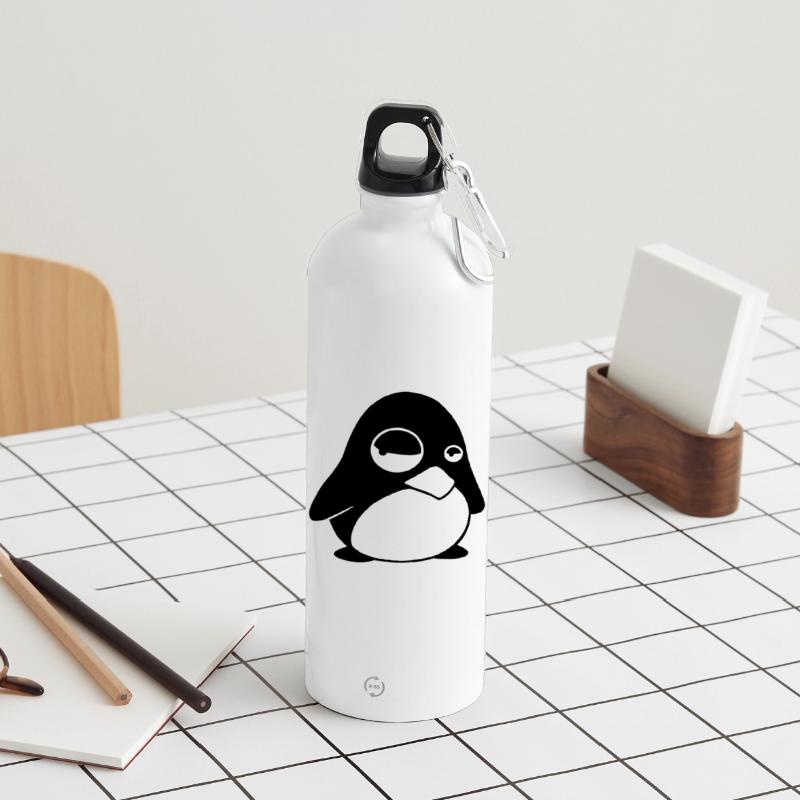 Grumpy Tux – Funny Linux Penguin for Nerds Water Bottle with carabiner 750 ml