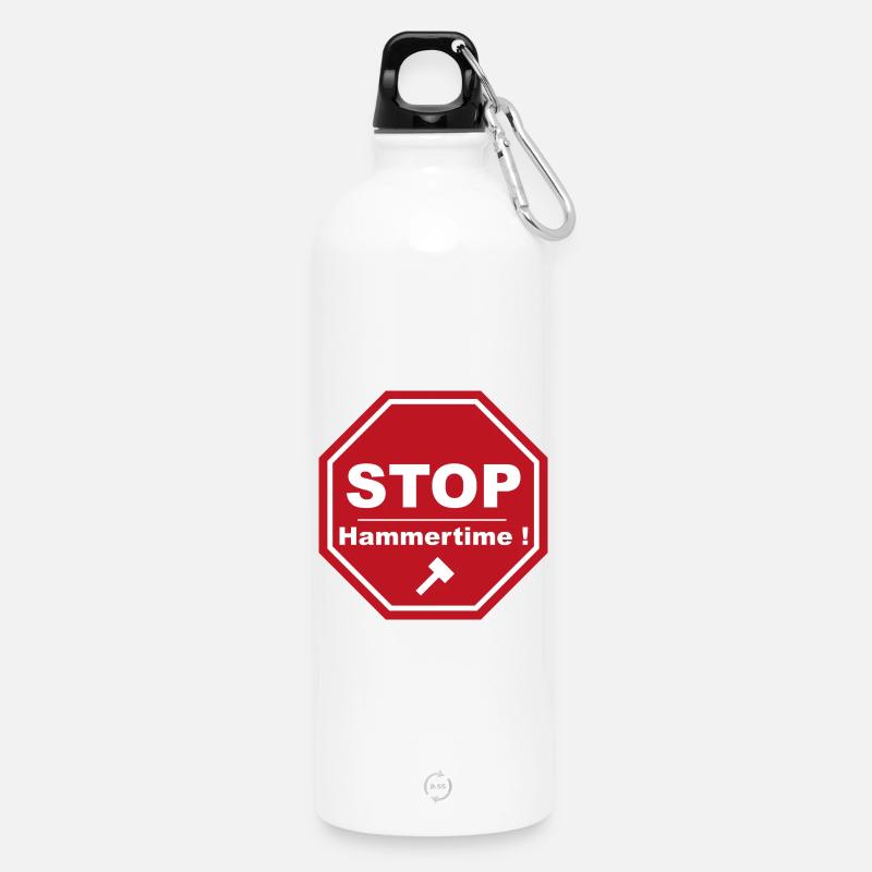 Stop Hammertime - Water Bottle with carabiner 750 ml - white