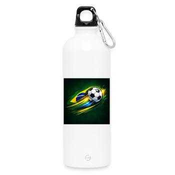 Brasilien Flagge Fußball Schwung - Trinkflasche mit Karabiner 750 ml - Weiß - Vorne